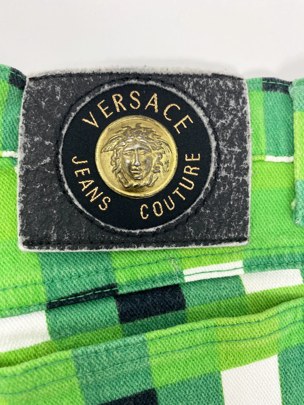 Versace Jeans Couture 90s green check print jeans — JAMES VELORIA